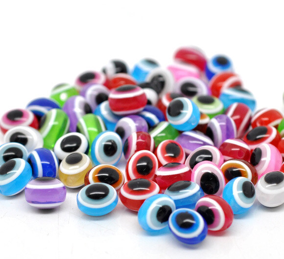 10 perles oeil rayé forme olive 10 x 8 mm ROSE