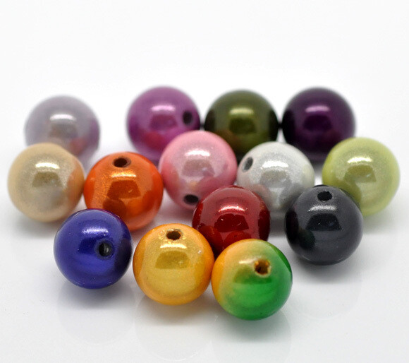 6 perles miracles synthétiques 12 mm COULEURS VARIEES