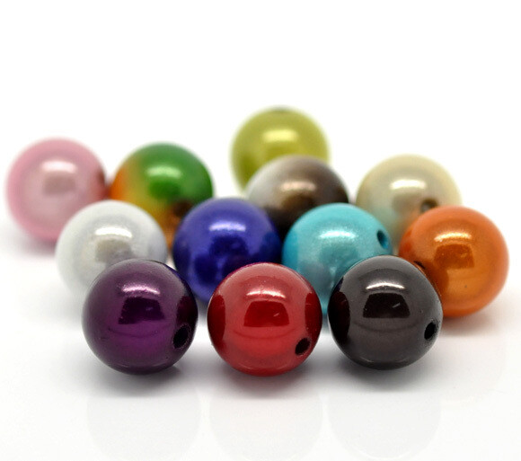 6 perles miracles rondes 14 mm couleurs variées