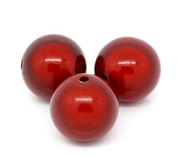 3 perles miracles rondes rouges 16 mm
