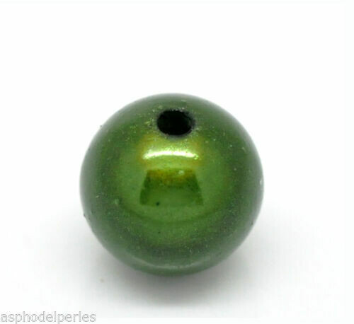 10 perles miracles rondes 10 mm VERT SAPIN