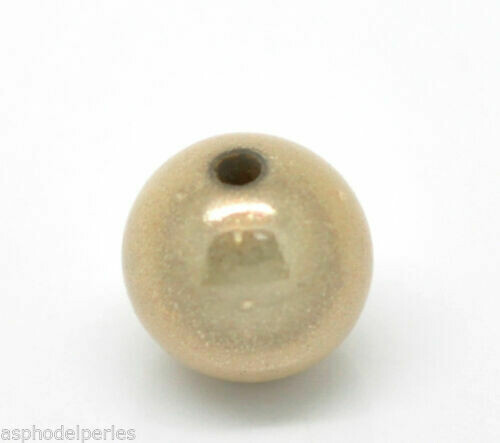 10 perles miracles rondes 10 mm BEIGE DORE