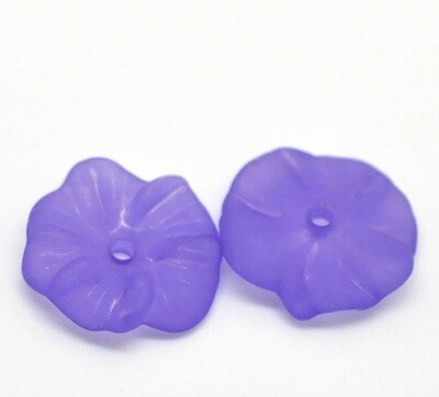 10 perles intercalaires fleur violet givré en lucite 17 x 17 mm