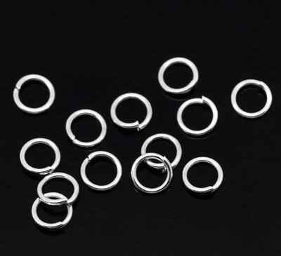 50 anneaux ouverts argentés 5 x 0,8 mm