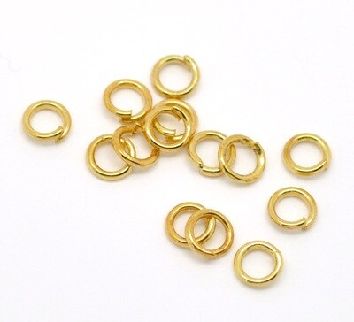 50 anneaux ouverts dorés 5x0,9 mm