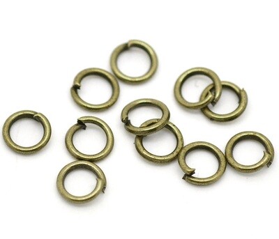 50 anneaux ouverts couleur bronze antique 5x0,9 mm
