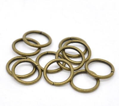 50 anneaux ouverts couleur bronze 10 x 1,2 mm
