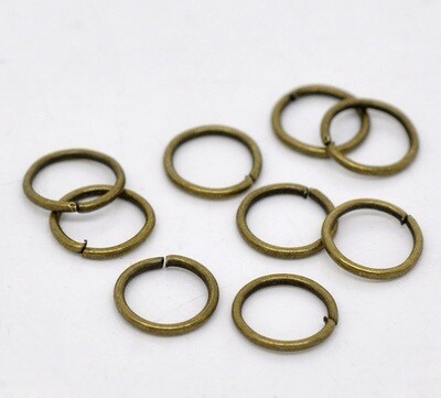 50 anneaux ouverts couleur bronze vieilli 9 x 1 mm