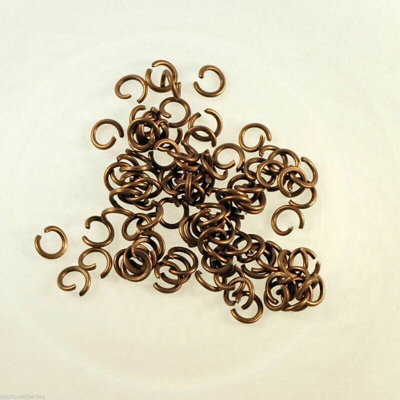 100 anneaux cuivrés ouverts 4x0,6 mm sans nickel