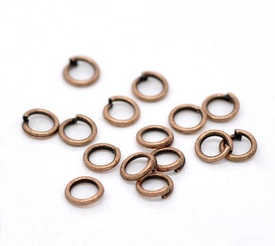 100 anneaux cuivrés ouverts 4 x 0,7 mm