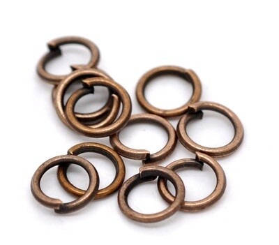 50 anneaux ouverts couleur cuivre 5x0,7 mm