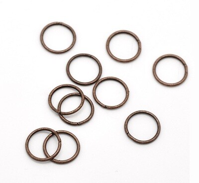 50 anneaux ouverts couleur cuivre 10 x 1 mm