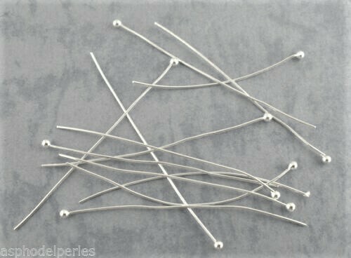 25 tiges clou à tête boule ronde argentés 50 x 0,5 mm