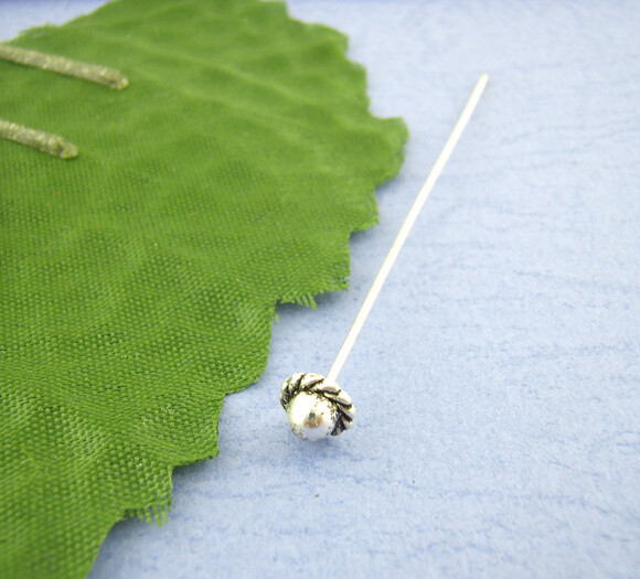 6 tiges clou à tête chapeau argenté 55 x 0,7 mm