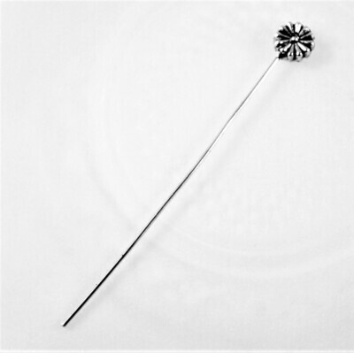 6 tiges clou à tête fleur couleur argenté 60 x 0,8mm