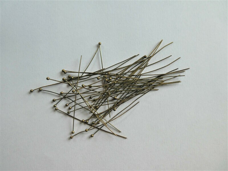 25 tiges clou à tête boule ronde bronze 50 x 0,5 mm