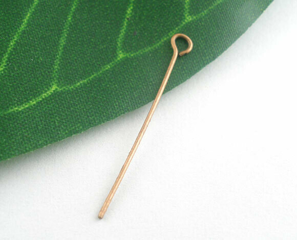 25 tiges clou à tête oeillet 40 x 0,7 mm couleur cuivre