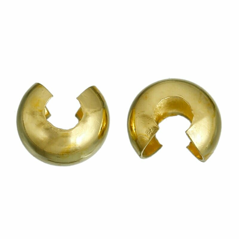 20 cache perles à écraser dorées 5 mm sans nickel