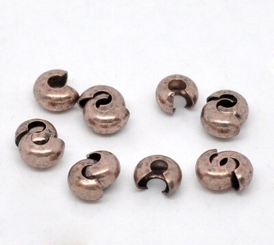 20 cache perles à écraser cuivre 4 mm