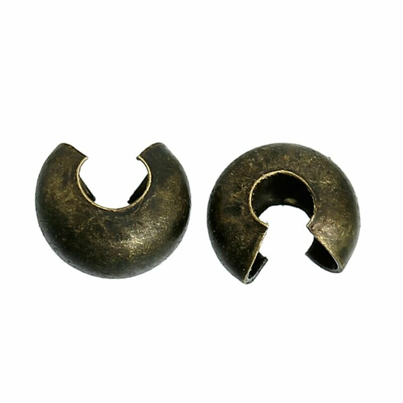 20 cache perles à écraser couleur bronze 4 mm
