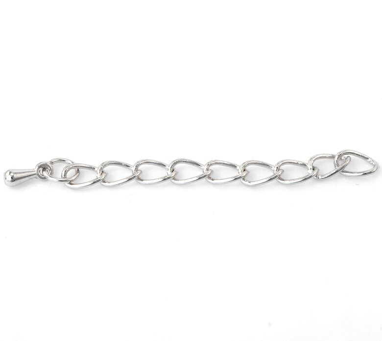 10 chaînettes d'extension argenté vieilli 50 x 4 mm avec massue