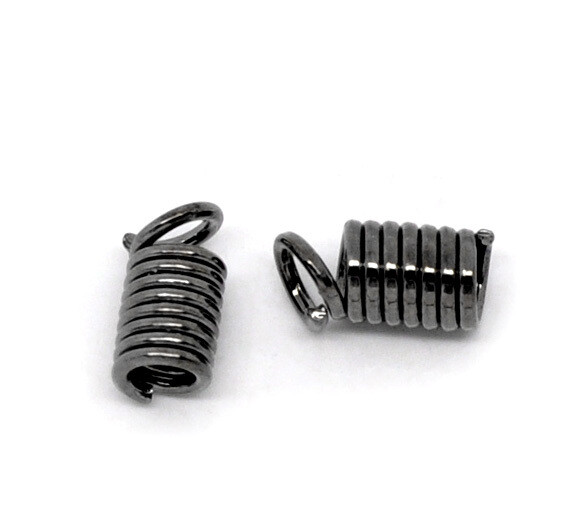 35 embouts de cordon ressort couleur gunmetal  8 x 4 mm