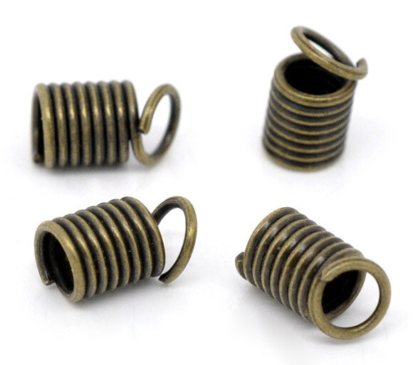 30 embouts de cordon ressort bronze  5 x 9 mm