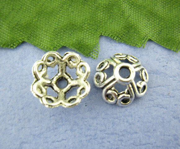 10 coupelles calottes argentées spirales 10 mm environ
