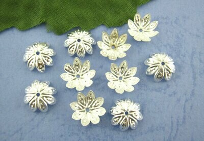 50 coupelles calottes argentées fleur filigrane 10 mm