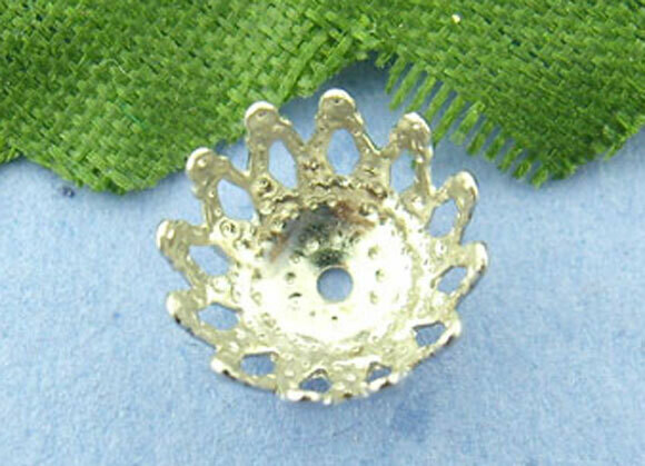 50 coupelles calottes argentées fleur filigrane 9 mm