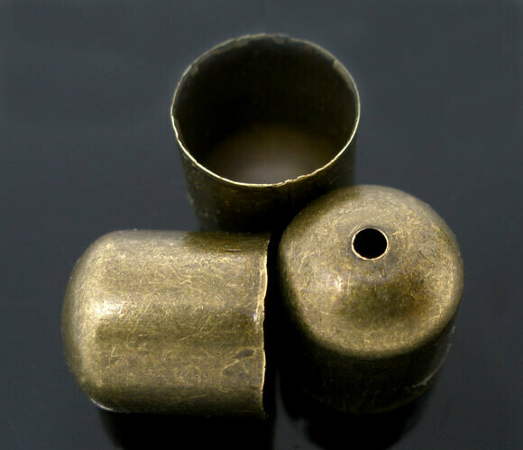 6 embouts de cordons couleur bronze 10 x 11 mm