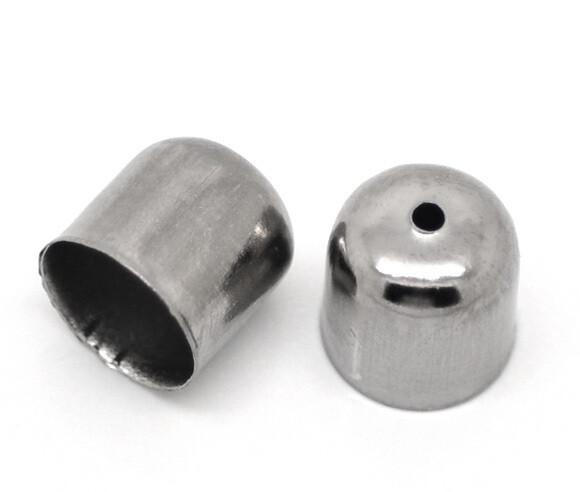 6 embouts de cordons couleur gunmetal 10 x 11 mm
