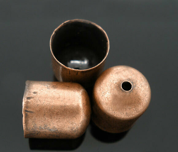 6 embouts de cordons couleur cuivre 10 x 11 mm