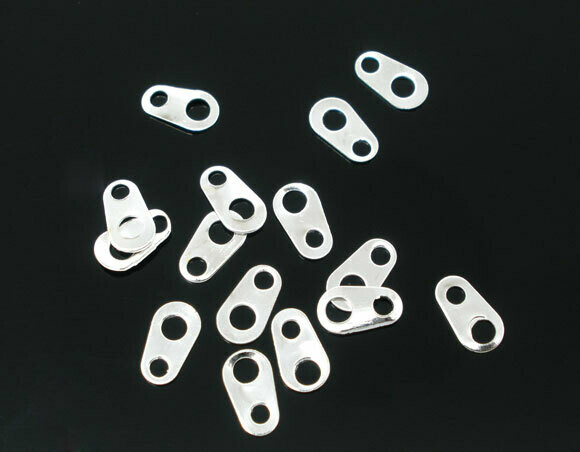 100 embouts de chaîne argentés 7 x 4 mm