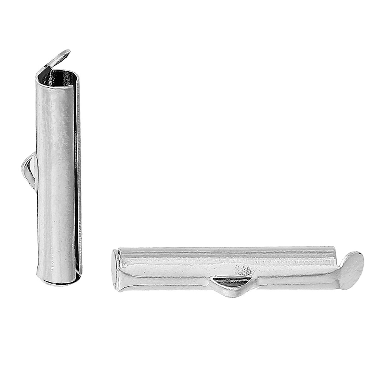 2 embouts argentés mat pour tissage de perles 24 mm