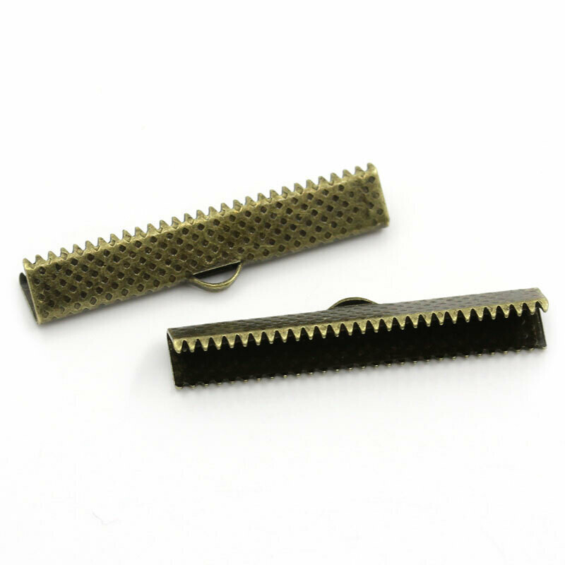 10 embouts griffe de cordons couleur bronze 25 x 8 mm