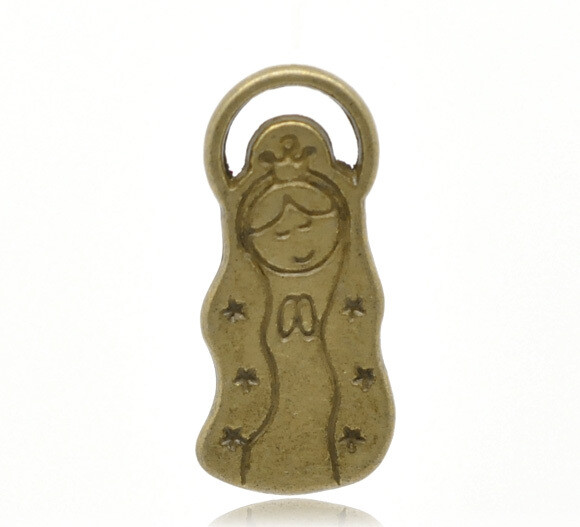 8 pendentifs sainte vierge couleur bronze antique 22 x 10 mm