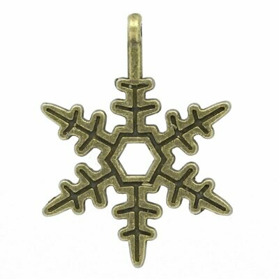 5 pendentifs flocons de neige Noël couleur bronze 23 x 17,5 mm