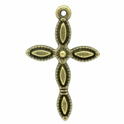 4 pendentifs croix couleur bronze 23 x 17 mm