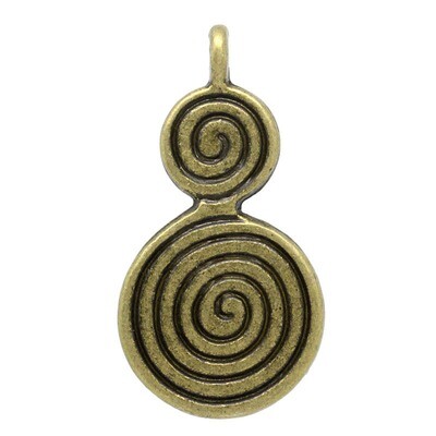 6 pendentifs breloque à 2 spirales couleur bronze 27 x 14 mm