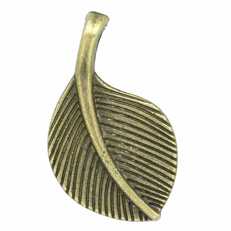 8 pendentifs breloques feuille couleur bronze antique 27 x 16 mm
