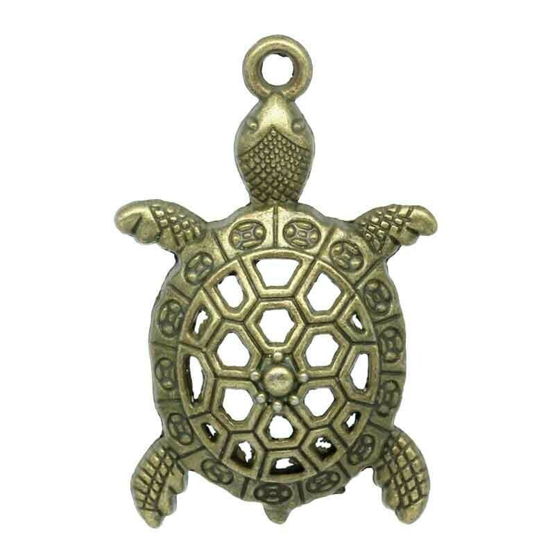 3 breloques tortue couleur bronze 39 x 25 mm