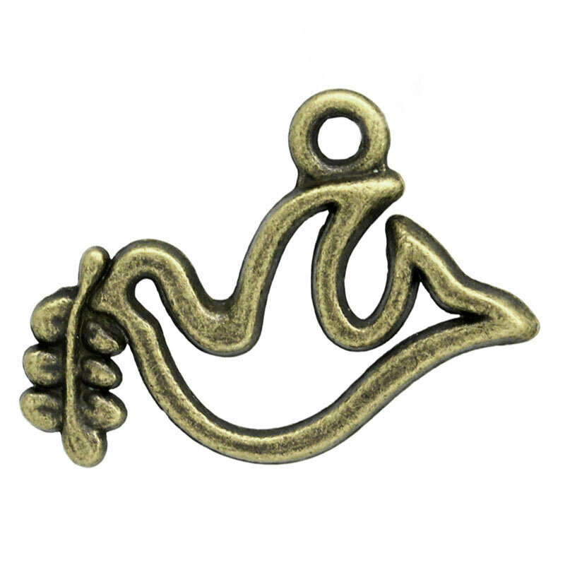 10 breloques colombe de la paix couleur bronze antique 19 x 14 mm