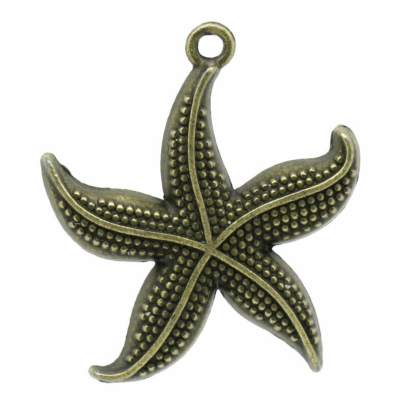 4 breloques étoile de mer couleur bronze 26 x 23 mm