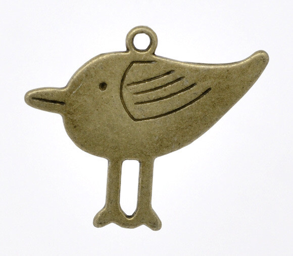 4 pendentifs oiseau en bronze tibétain 32 x 27 mm