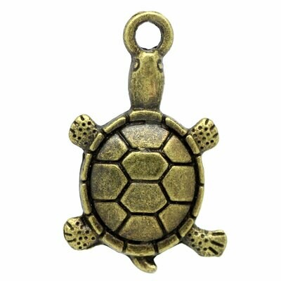 6 breloques tortue couleur bronze 19 x 12 mm