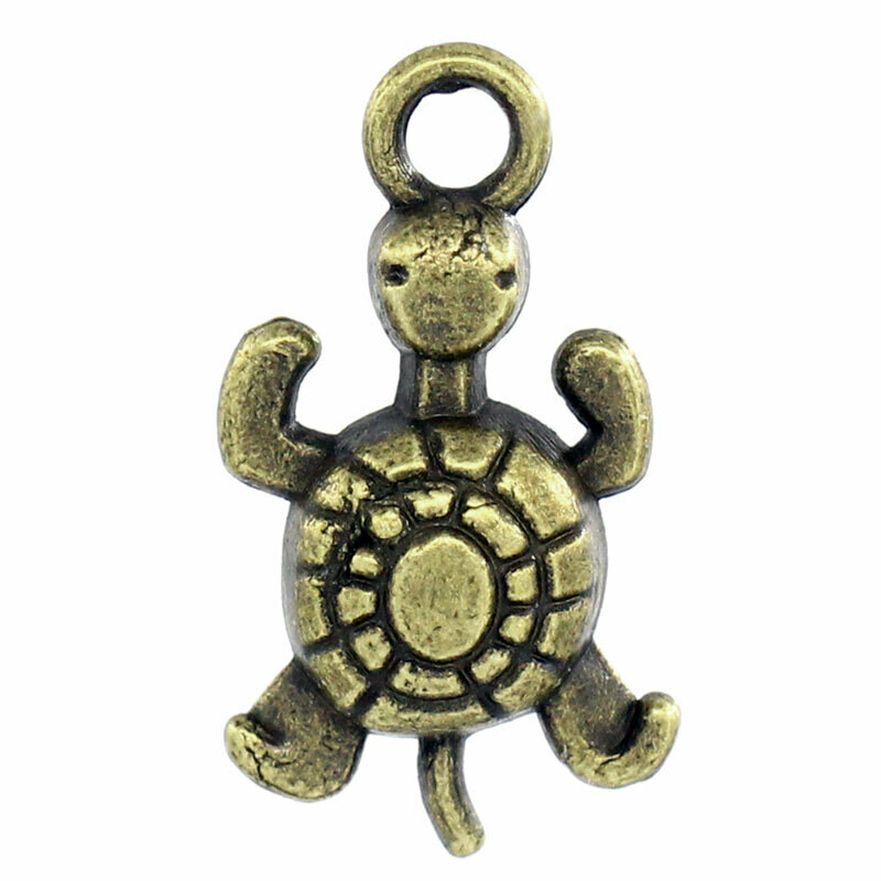 8 breloques tortue couleur bronze 18,5 x 10 mm