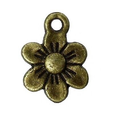 15 pendentifs fleur couleur bronze 13 x 10 mm