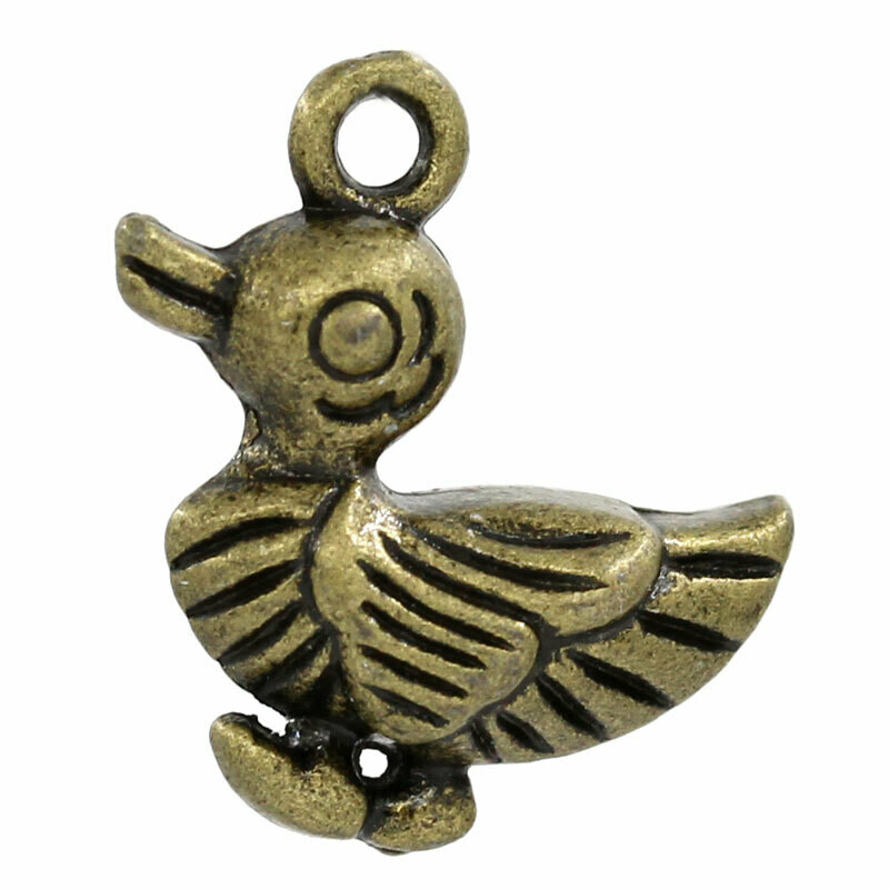 8 pendentifs breloques canard couleur bronze 17 x 16 mm
