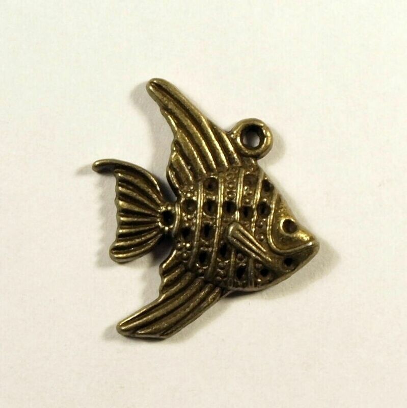 4 pendentifs poisson métal couleur bronze 35x19 mm